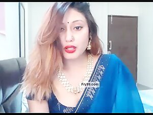 Sexy Cam Bhabhi GoddessAnna (Anamika) In Blue Saree Stripping, Boobs PRessing And Roughly Rubbing Pussy On Live