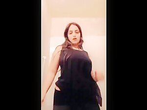 Horny Black Dress Girl Wihtout Bra Showing Her Huge Boobs And Shaking Big Butt On Video Call 1 of 2