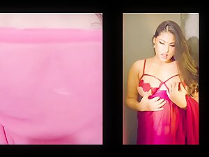 Anjali gaud hot in red saree with almost showing full boobs Vs Oh_Mona