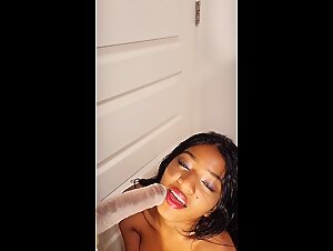 Hot NRI Desi Cam Girl Sucking Dildo Cock, Should I Lick It